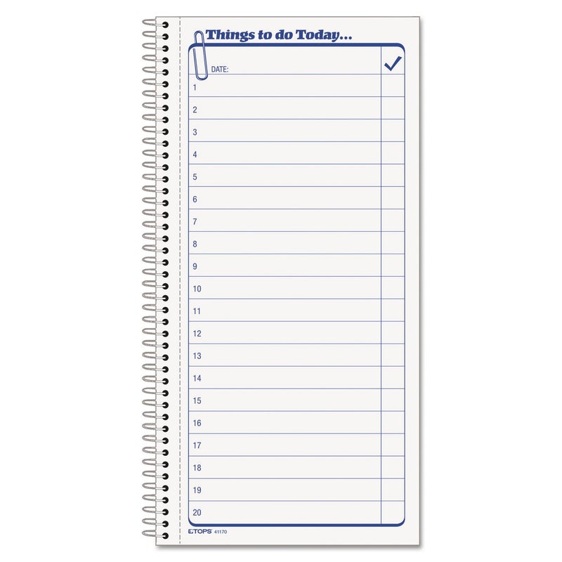 TOPS Daily Agenda/Things To Do Form, 2-Part, Carbonless, 5.5 x 11 Inches, 50-Sets per Pad (41170) - Image 1